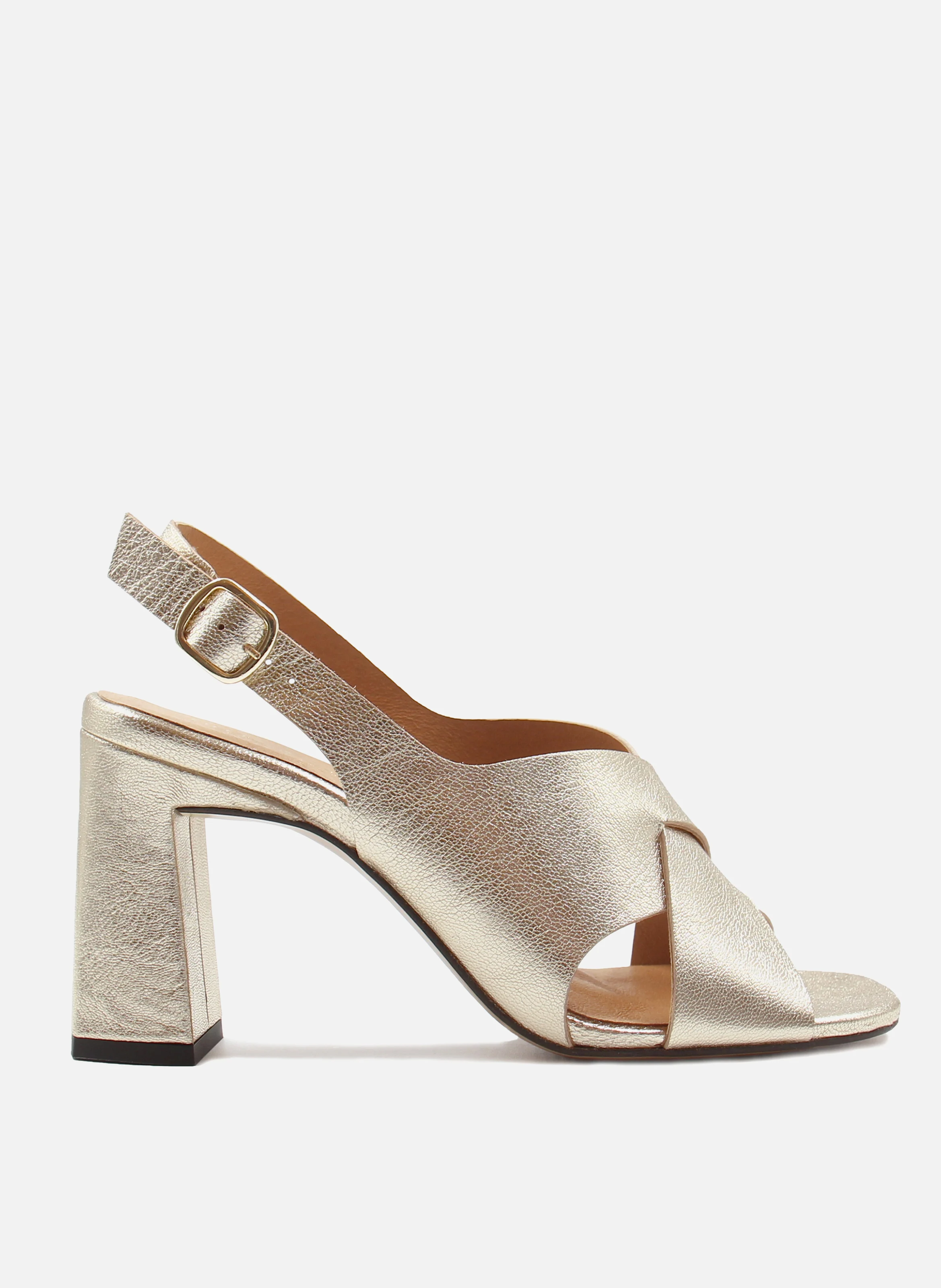 Sandales graphiques cuir métalisé | Doré