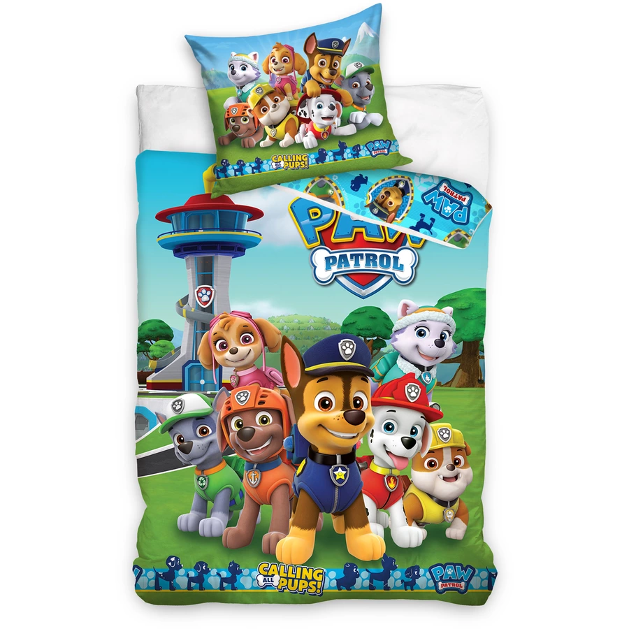 MTOnlinehandel Bettwäsche Kinder-Bettwäsche Mädchen und Jungen Lizenzmotiv, 80x80 + 135x200 paw Patrol Team