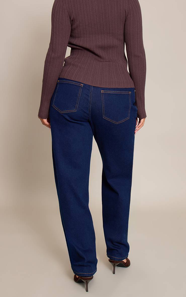 Bleu Indigo Jean Denim Cargo Barrel À Détails De Coutures Shape