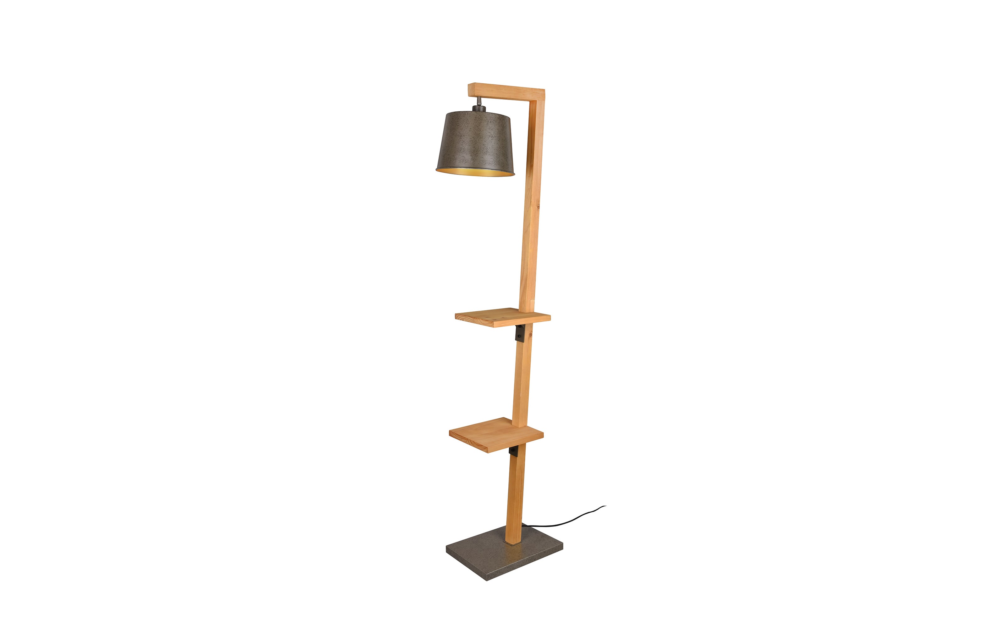 Standleuchte Rodrigo, nickel antik/holz, 165 cm