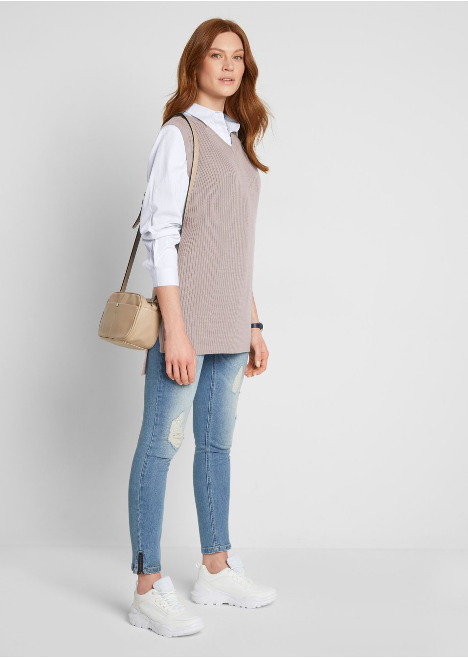 Pull sans manches style court-long