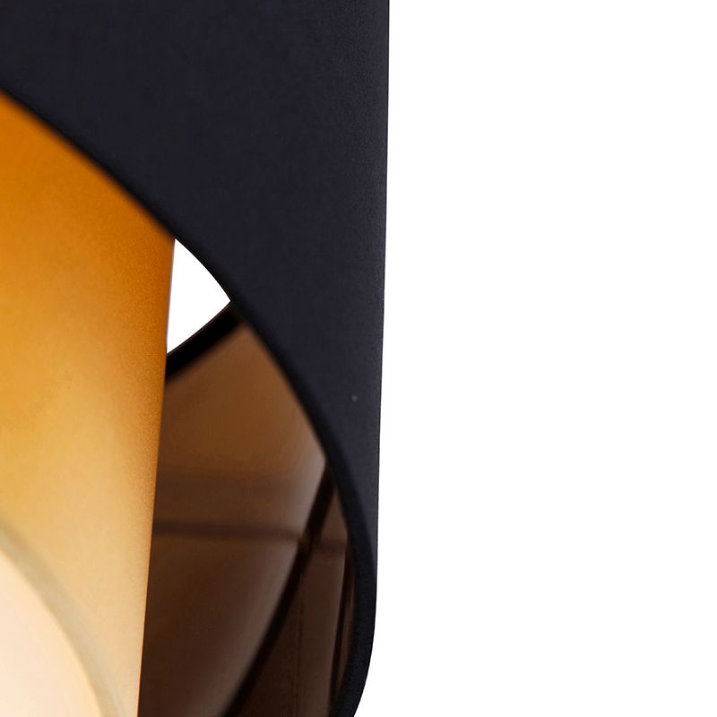 Moderne plafonnière zwart met goud 50 cm 3-lichts - Drum Duo