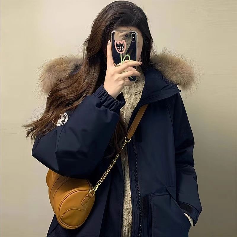 Sistyr - Fluffy Trim Hooded Plain Puffer Jacket met rits