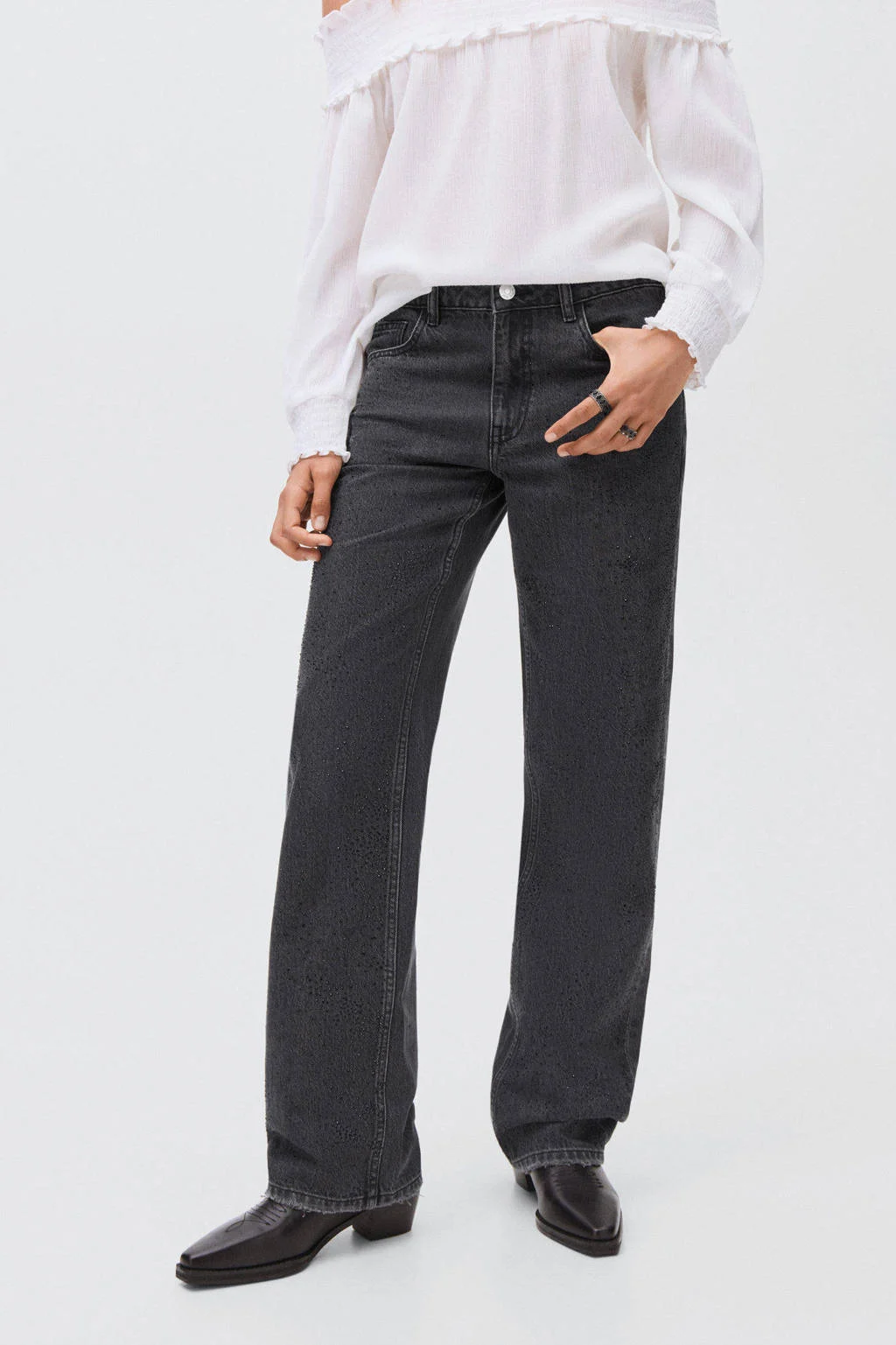 MANGO TEEN straight leg jeans grey denim