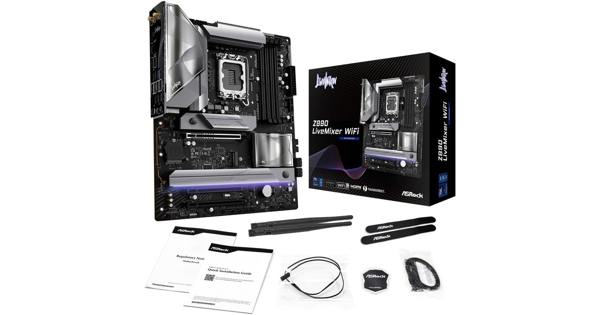 ASRockZ890 LiveMixer WiFi socket 1851 moederbord  (Zwart, RAID, 2.5 Gb-LAN, Wi-Fi 7, BT, Sound, ATX)