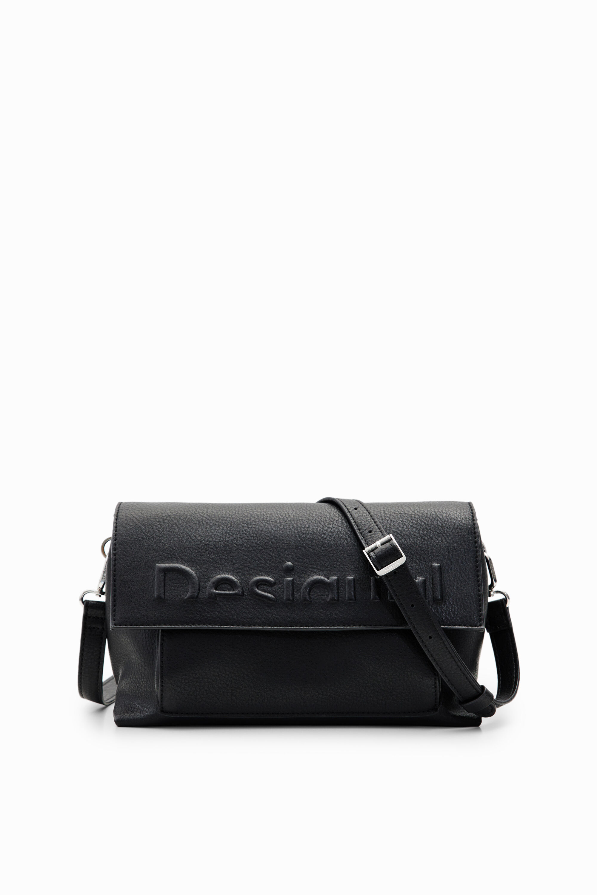 Bolsa de ombro média com meio logotipo