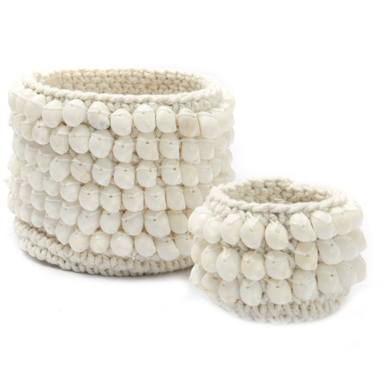 Bazar Bizar Cache pot en macramé Kai blanc - D.17xH.14 cm