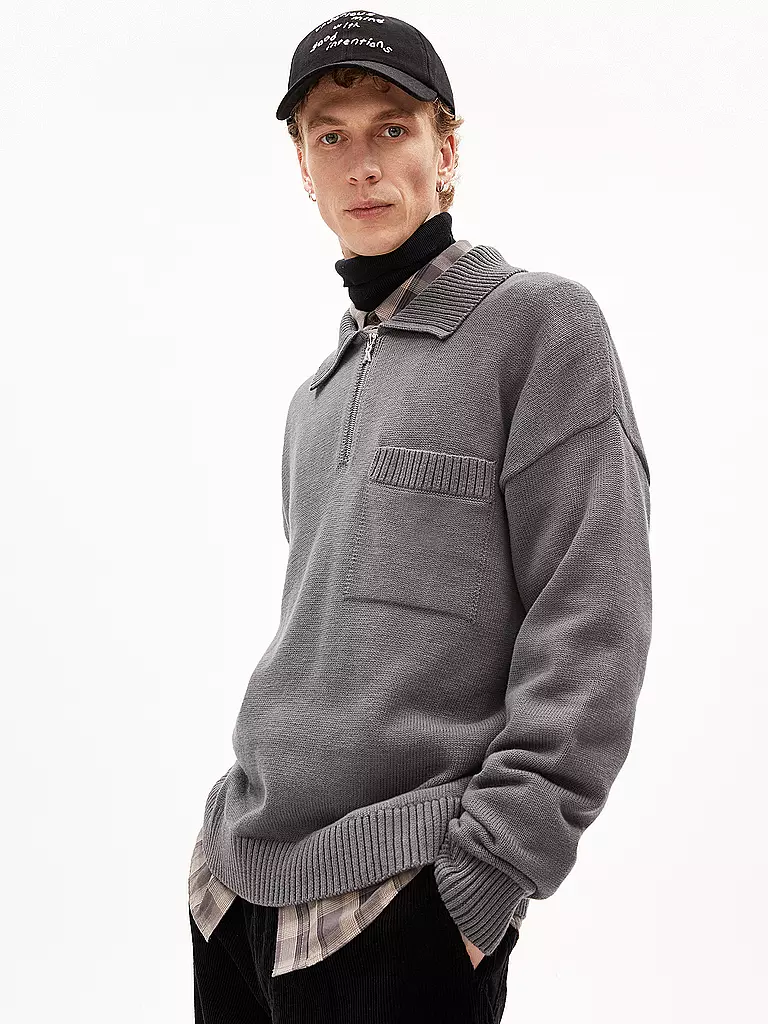 ARMEDANGELS Troyer Pullover FLORYAAN grau
