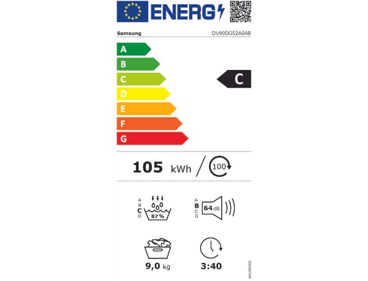 SAMSUNG - Sèche-linge pompe à chaleur DV90DG52A0AB