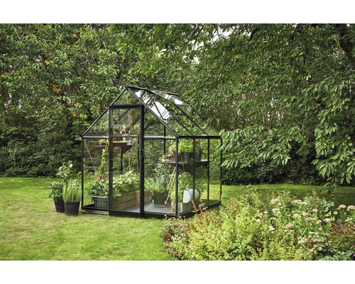 Halls Qube 66 kas, 3,9 m², 3 mm veiligheidsglas, 198 x 198 cm, zwart