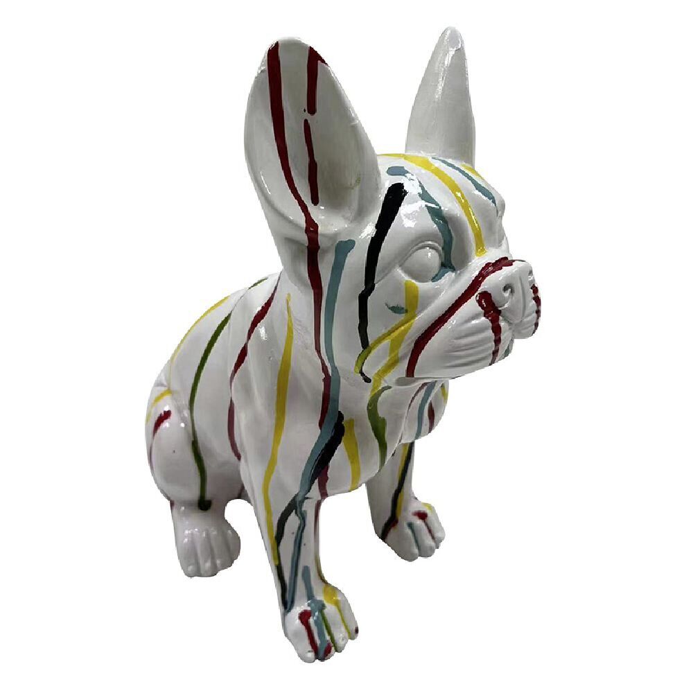 Bulldog décoratif grand modèle plastique blanc
