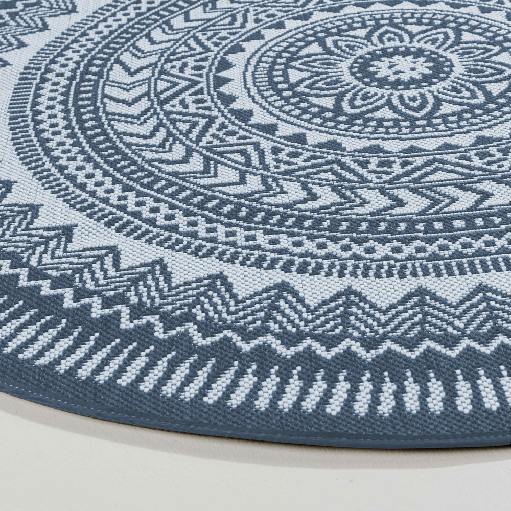 Tapis rond polypropylène bleu 120cm