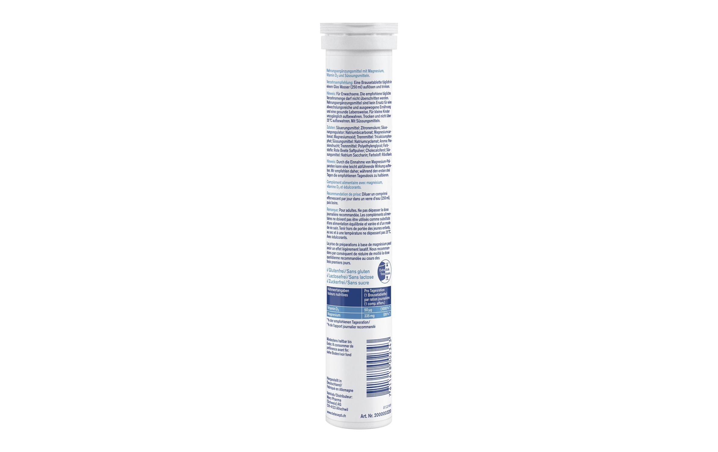 Magnesium 335 + Vitamin D3 Immun 17 BrausetablettenNahrungsergänzungsmittel für aktive Muskeln und das Immunsystem