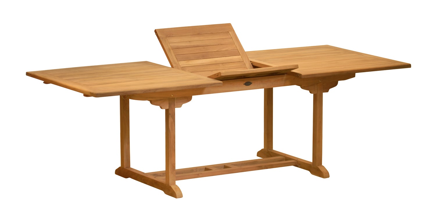 Uitschuifbare teakhouten tuintafel, massief hout, 160 x 100 cm, premium weerbestendig