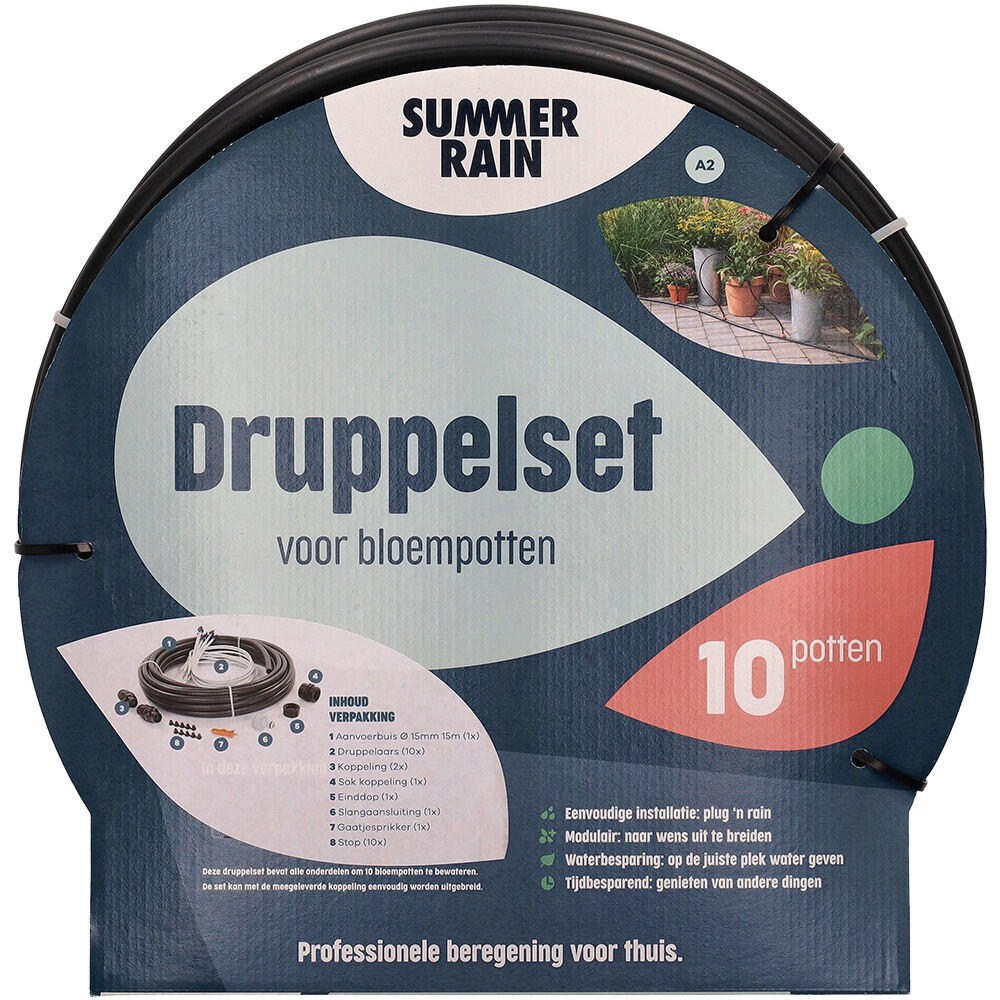 SummerRain - Druppelset voor bloempotten - 10 potten - 15 m