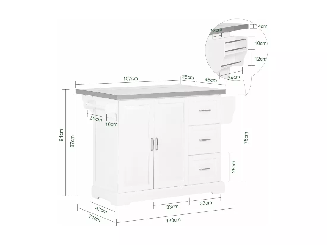 Desserte Sur Roulettes - Plans De Travail Rabattables En Acier Inox, Fkw41-st
