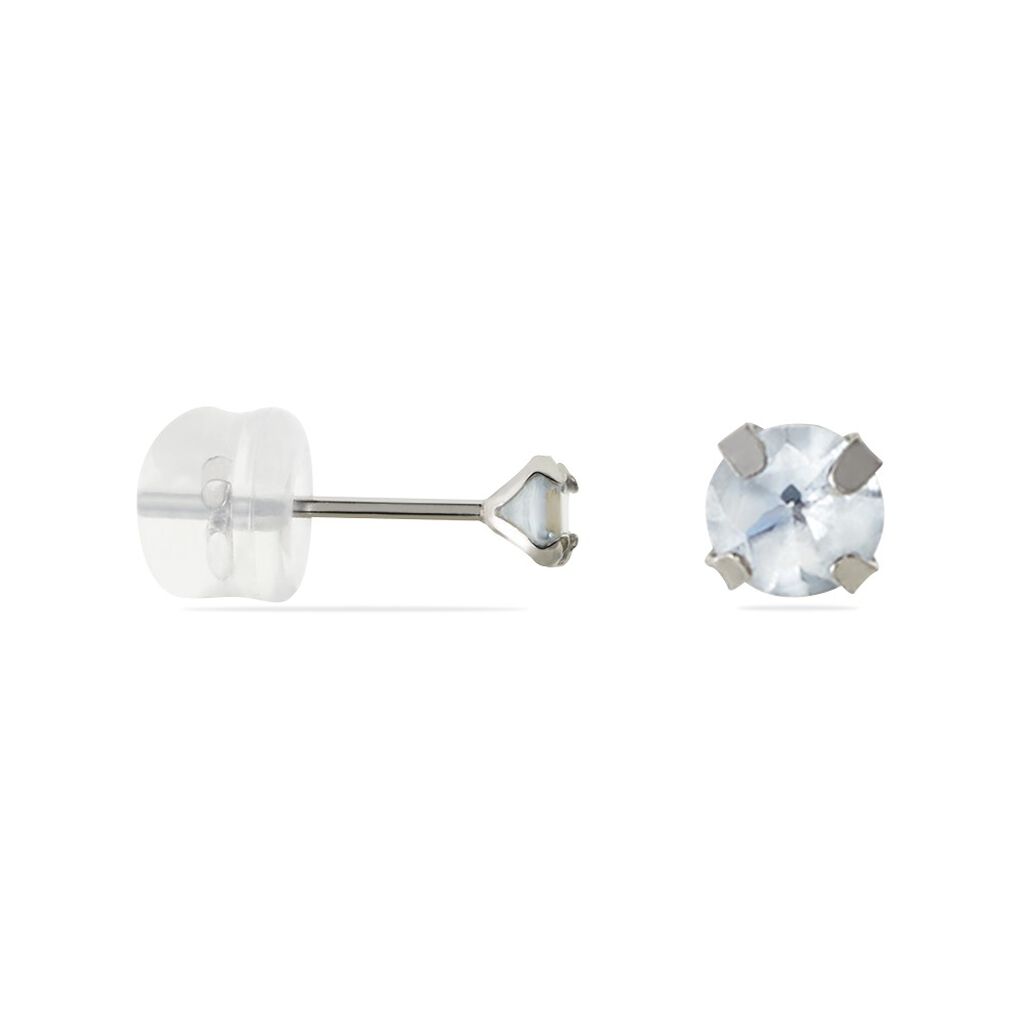 Boucles D'oreilles Puces Daria Or Blanc Oxyde De Zirconium