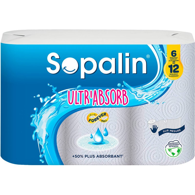 Essuie-tout Ultr'Absorb Sopalin - Paquet de 6 rouleaux = 12