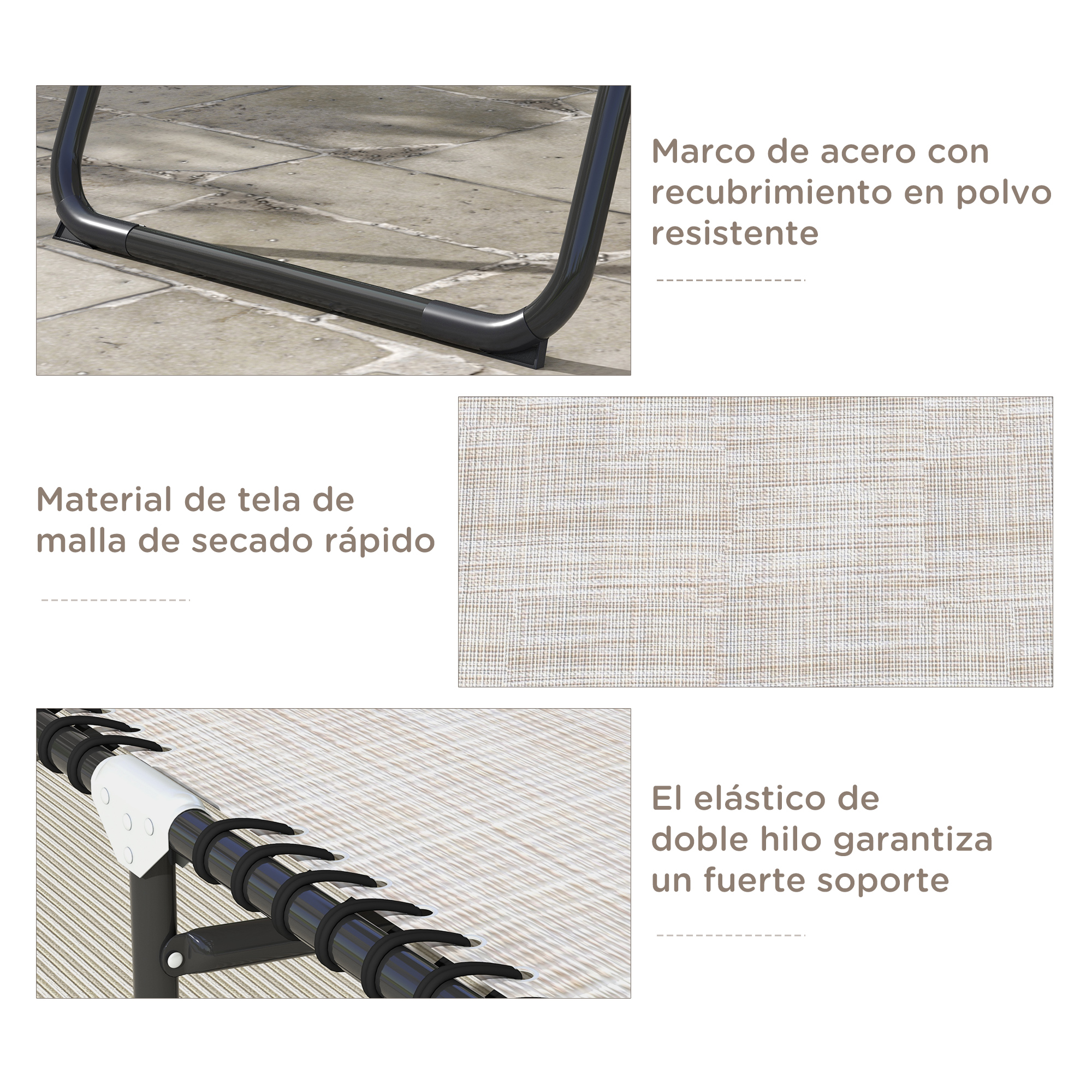 Espreguiçadeiras dobráveis Outsunny cor creme