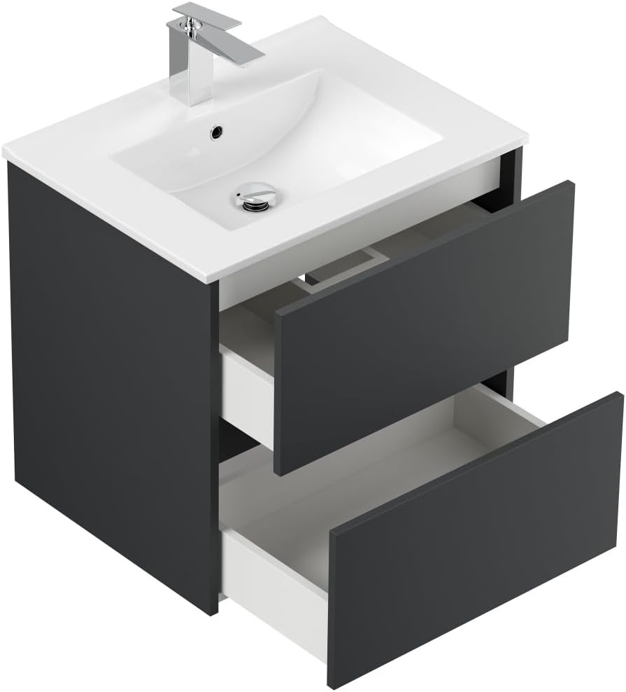Magnolia Home Badmöbelset Taifun 60cm 4tlg mit Spiegelschrank & 2X Seitenschrank