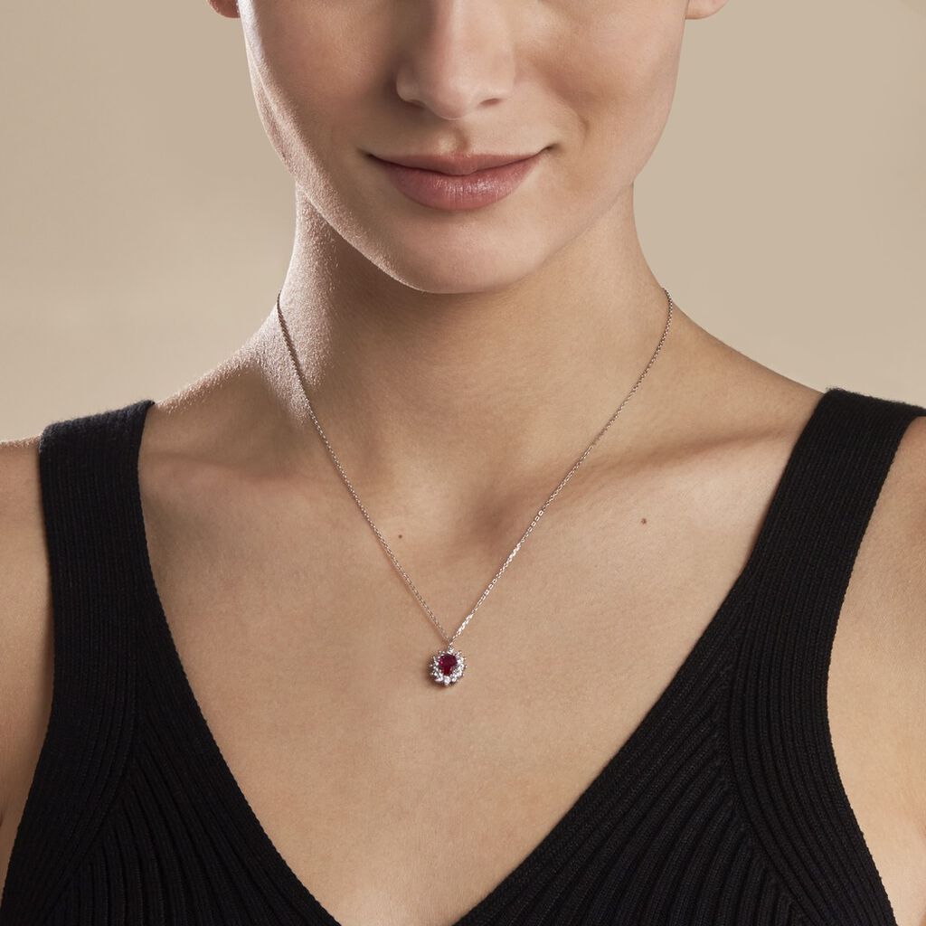 Collier Perez Argent Blanc Oxyde De Zirconium