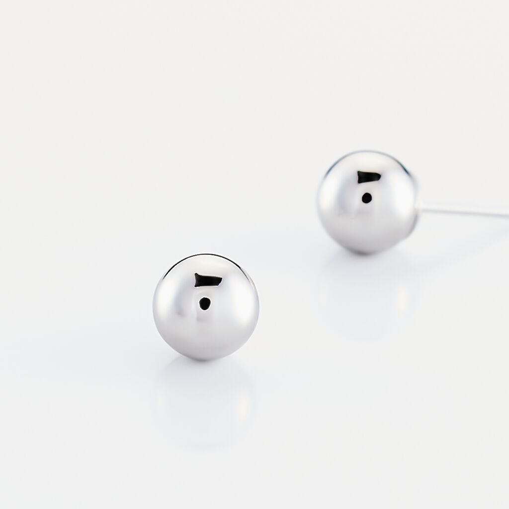 Boucles D'oreilles Puces Fidelia Boule Or Blanc