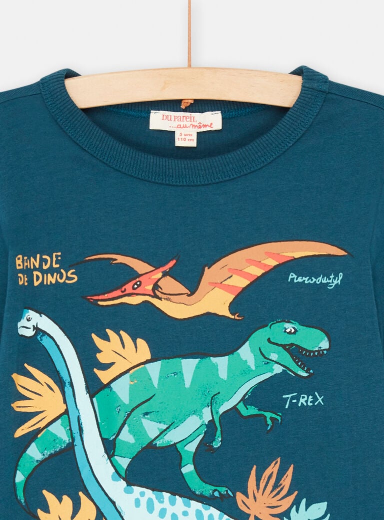 T-shirt bleu animation dino pour garçon