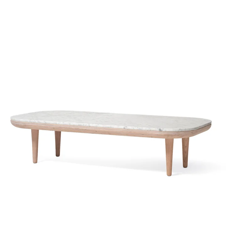 &Tradition - Fly Couchtisch SC5, 120 x 60 cm, Eiche weiss/ Marmor Bianco Carrara