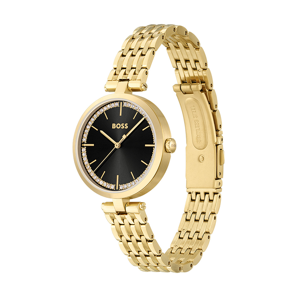 Montre BOSS Business femme bracelet acier doré jaune