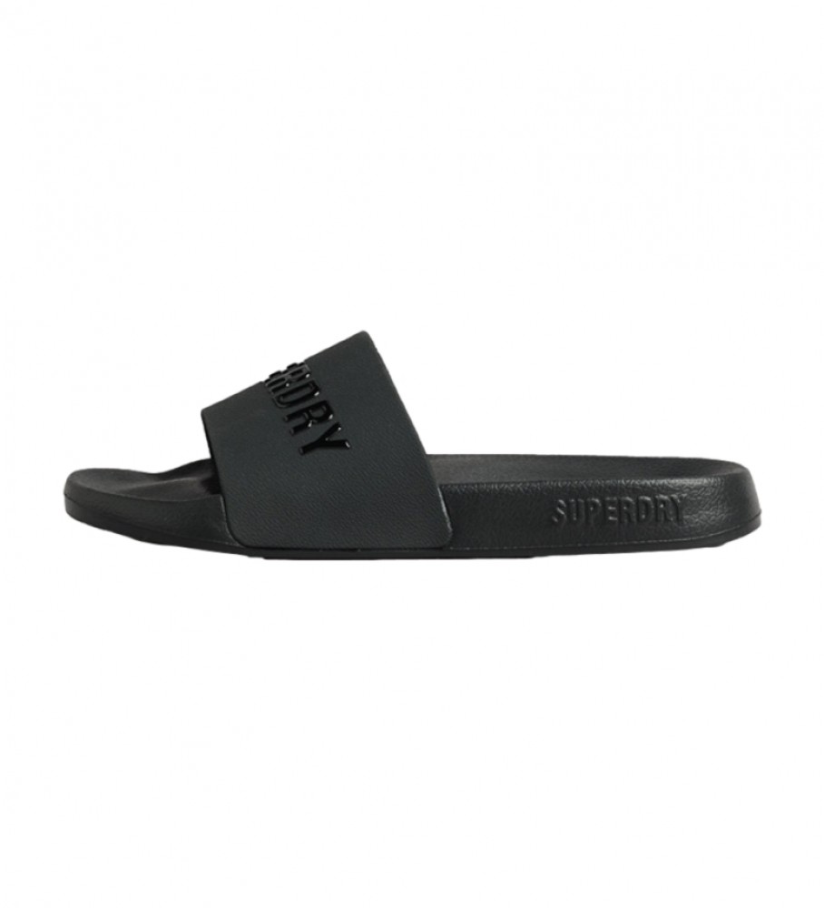 Chinelo de piscina Superdry Code com logo, preto.