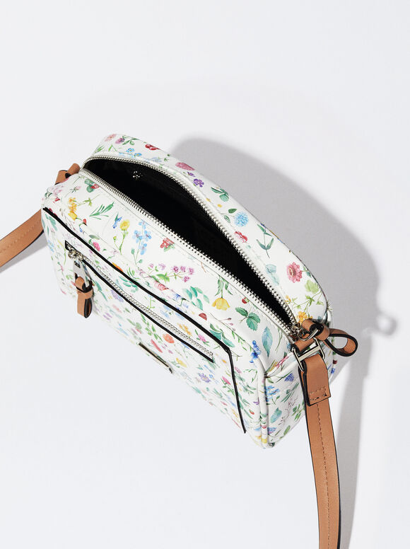 Bolsa de ombro com estampa floral - Vermelha