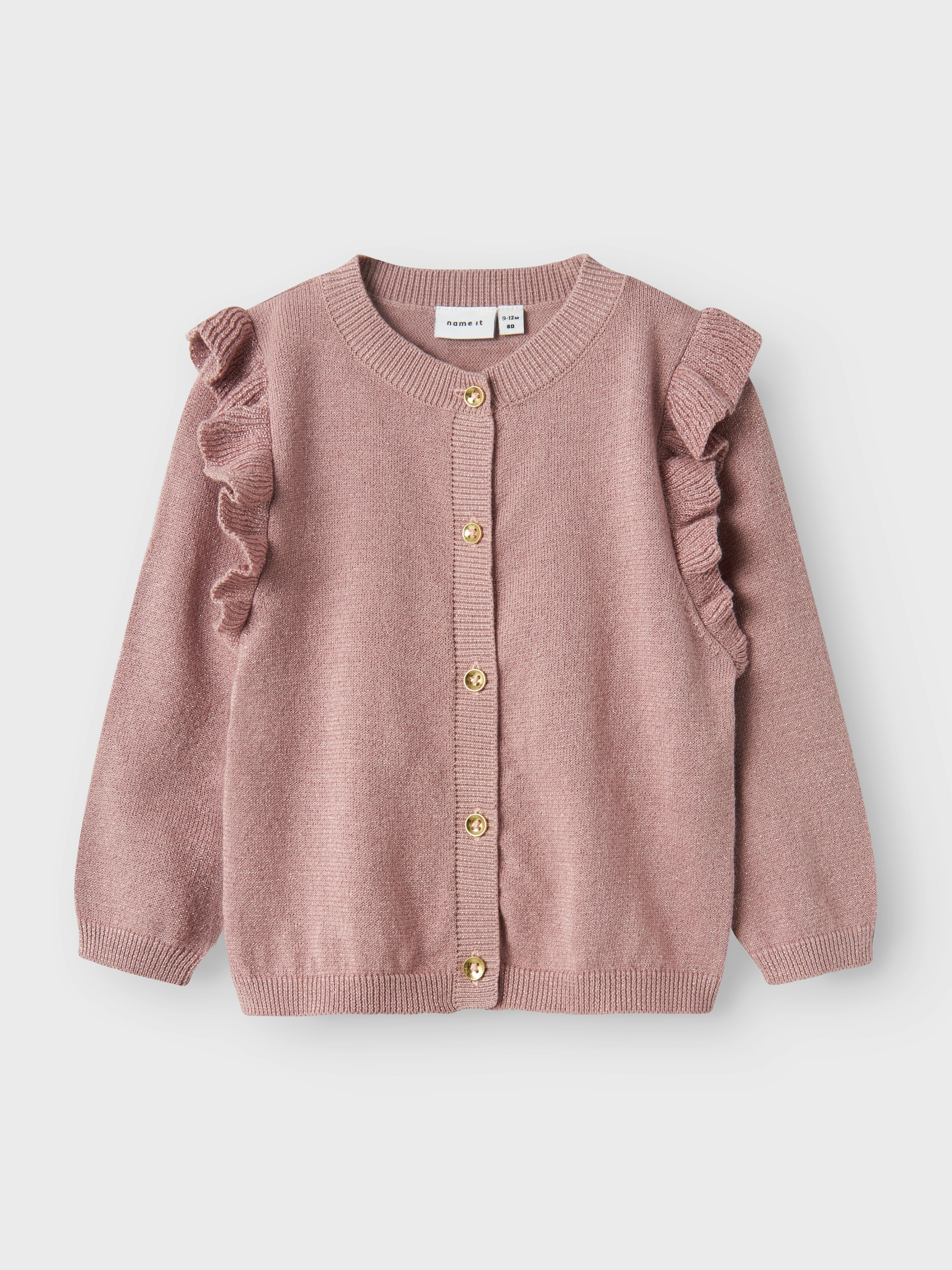 Name It Strickjacke »NMFABINNE LS KNIT CARD NOOS«, mit süsser Rüsche an den Schultern