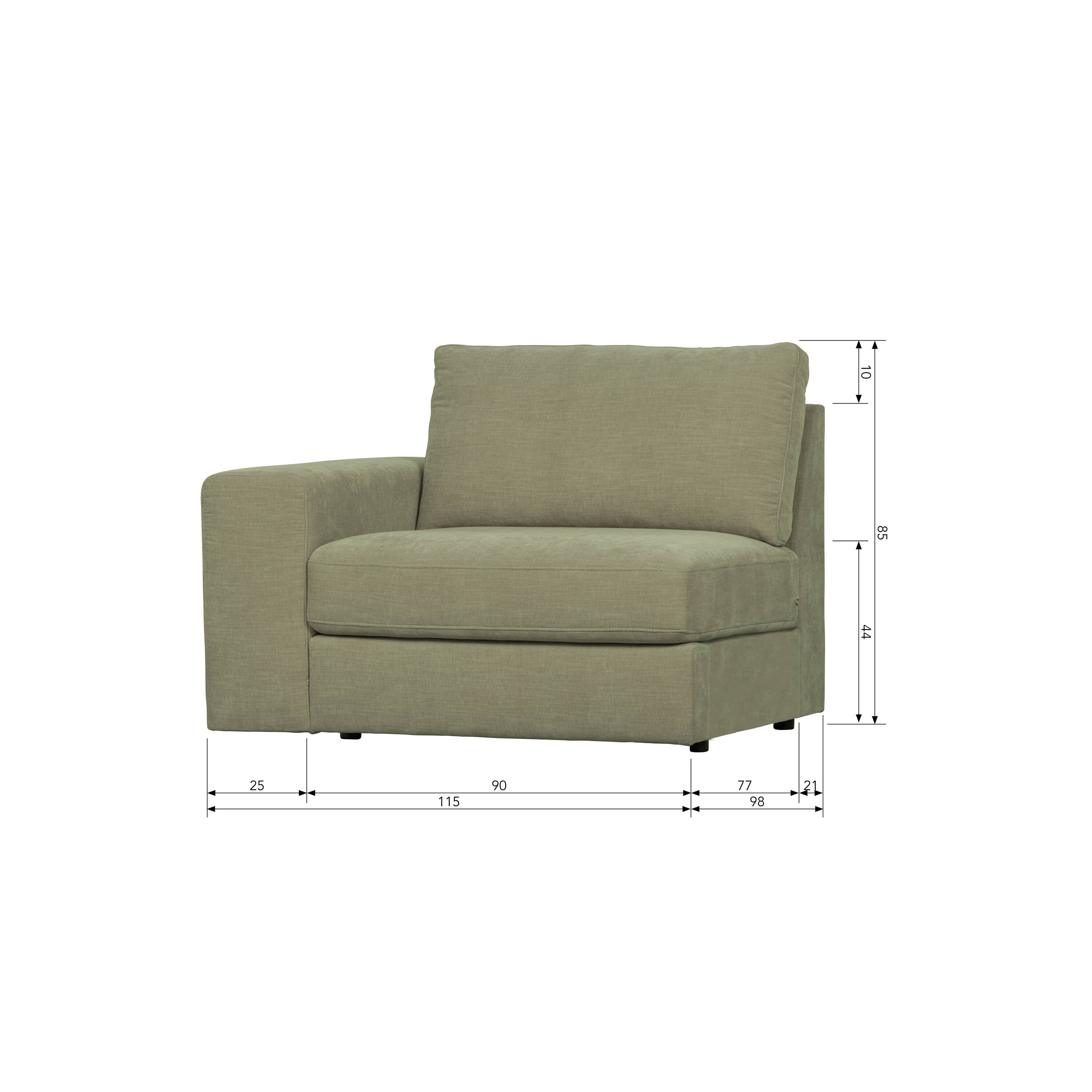 vtwonen Family 1-Zits Bank Element  Arm Links - Polyester - Groen