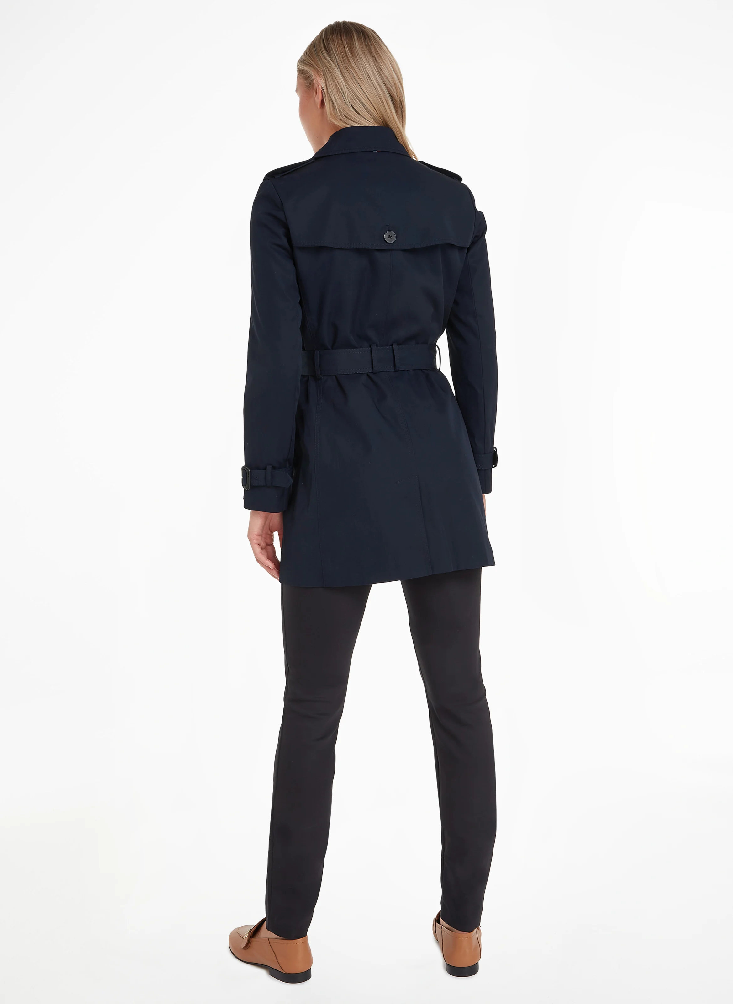 Trench-coat droit en coton bio | Bleu