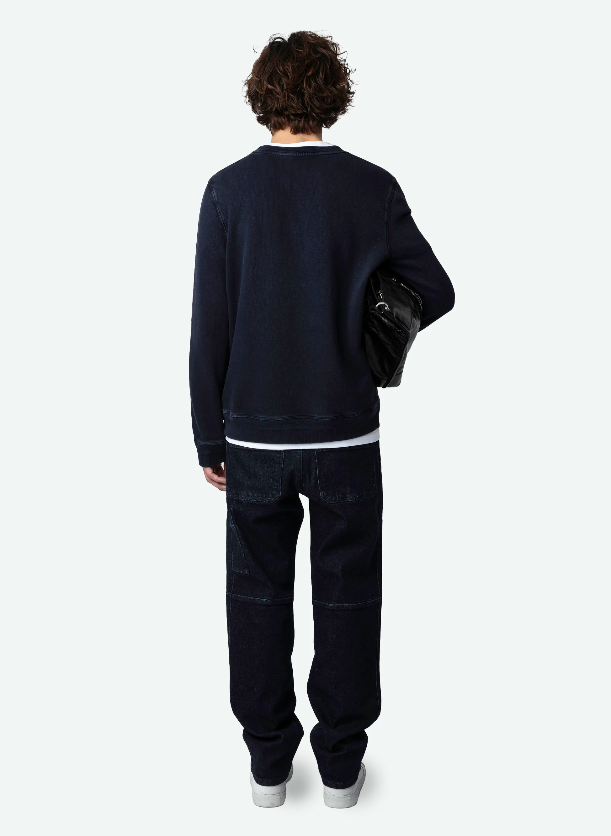STONY - Sweatshirt col rond droit en coton bio| Bleu