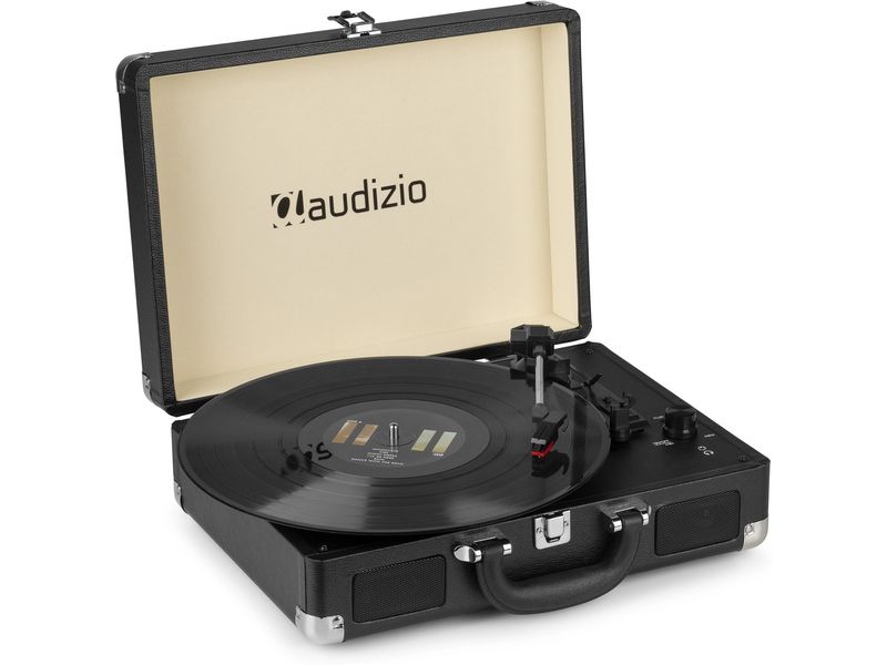 Audizio Plattenspieler RP114 Schwarz Stilvoller Plattenspieler im Kofferdesign