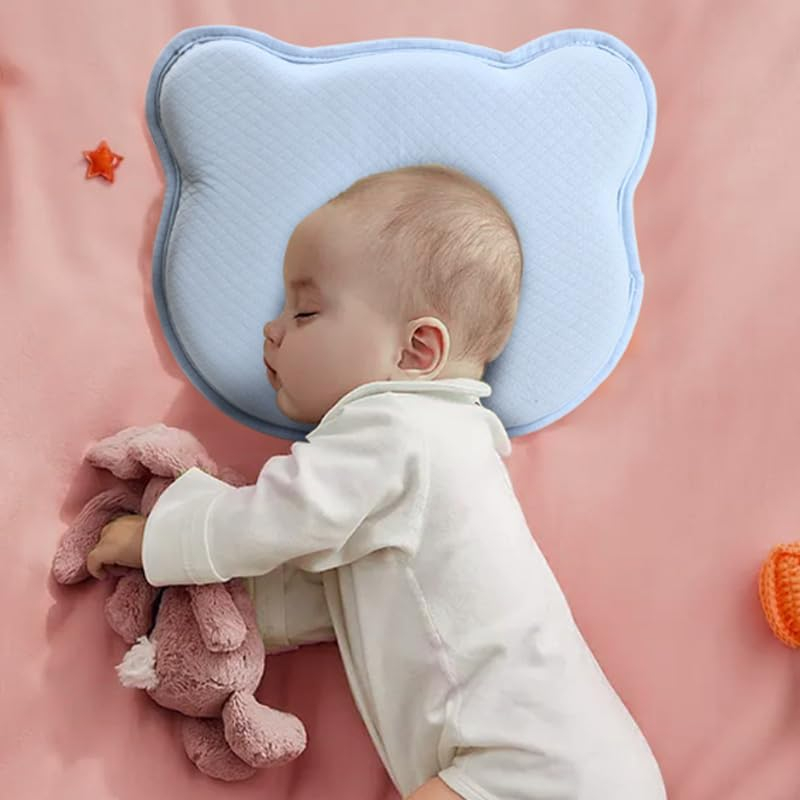 (25x21cm) Baumwoll Memory Foam Baby Kissen Neugeborenen Kopfkissen mit Aussparung - Gelb