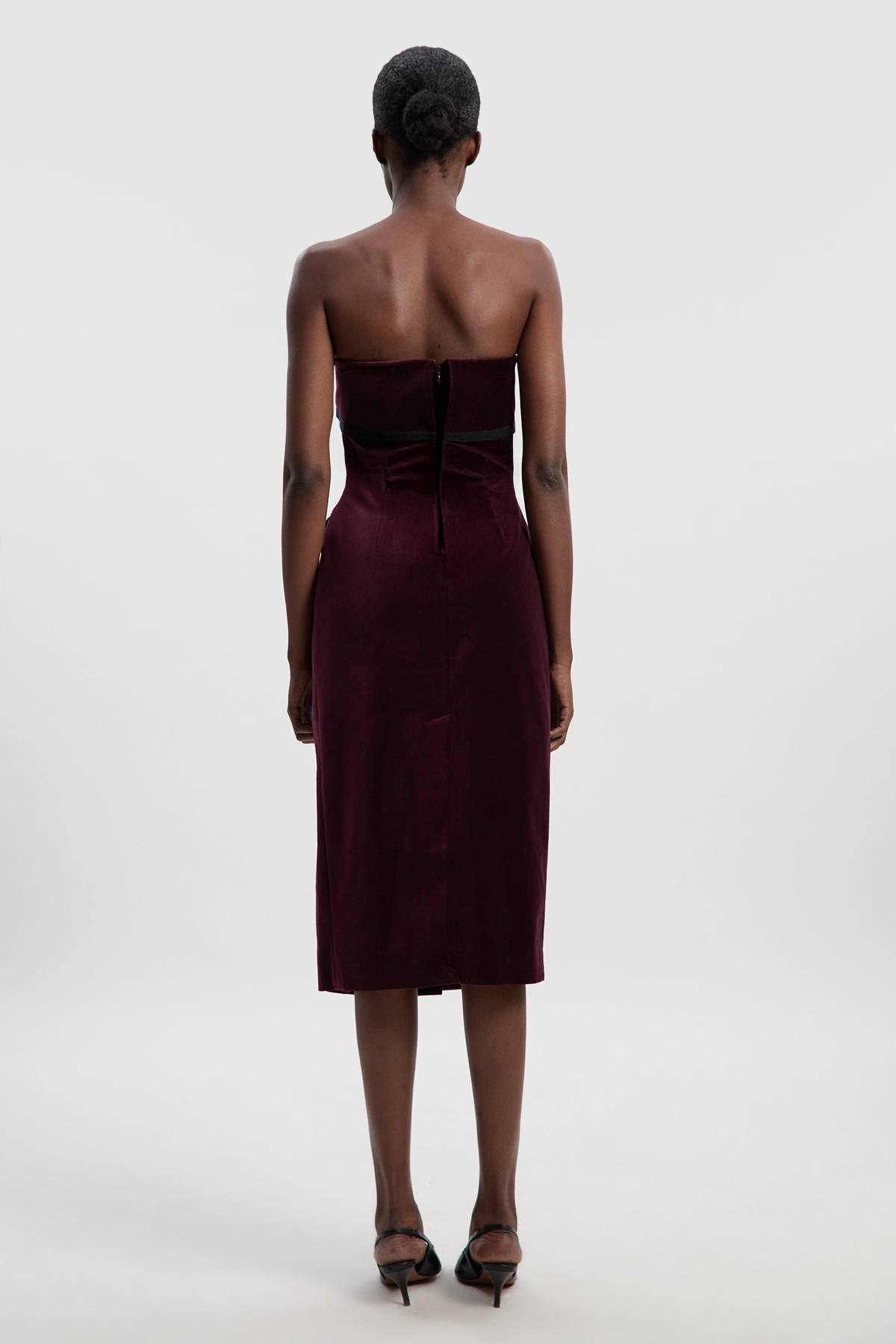 KarenMillen Robe Midi Ajustée Bandeau en Velours Gros-Grain