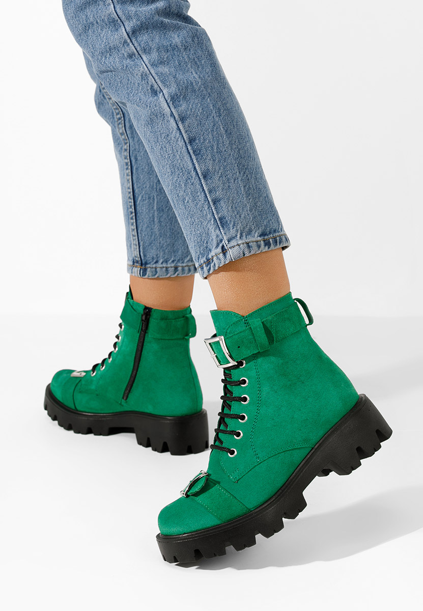Bottines à lacets femme en cuir verts Antonina V2