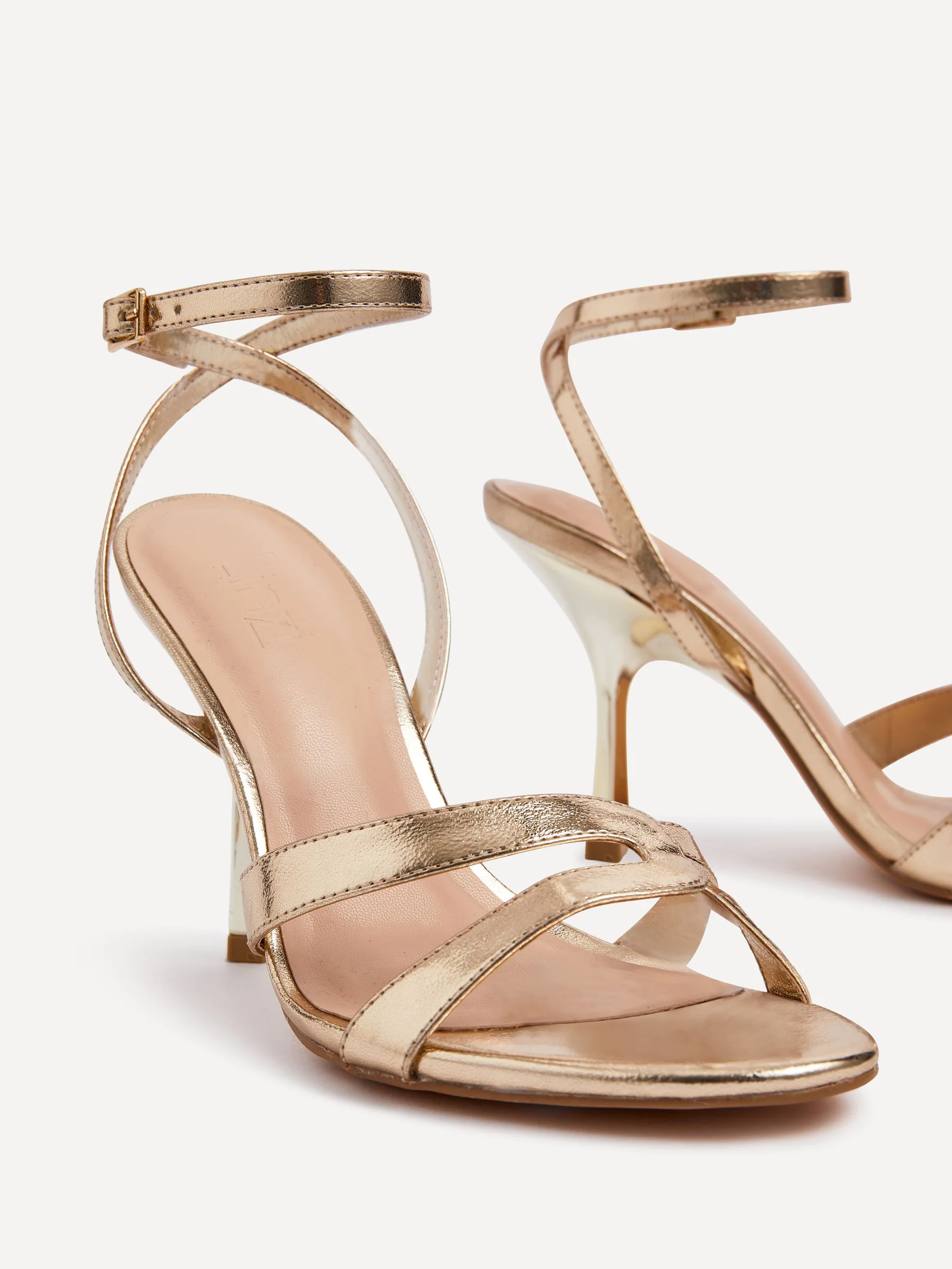 Goud - Linzi Bronte Heeled Sandals with Double Front Strap