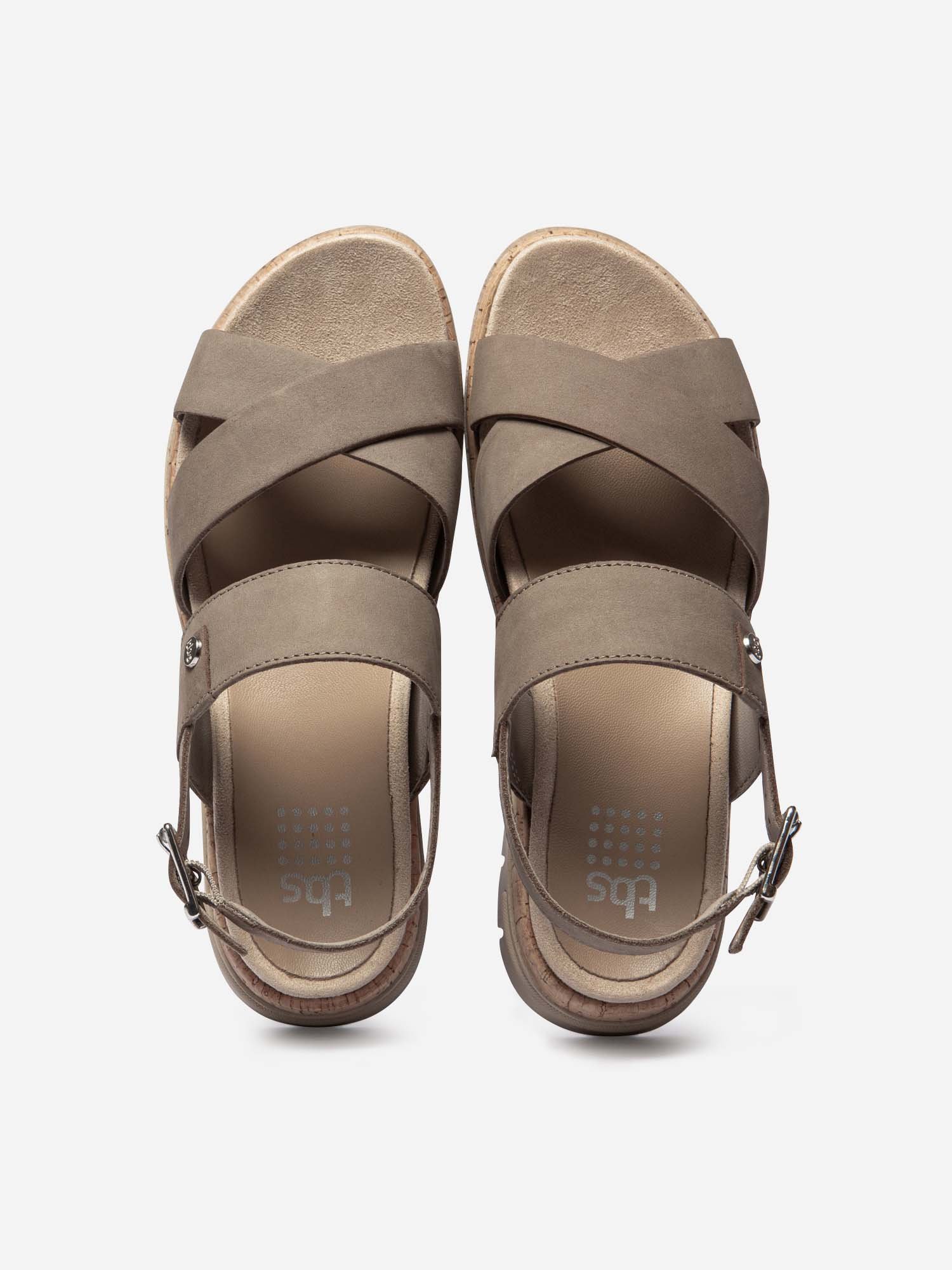 Sandales Femme Semelle Mi-Haute Cuir Taupe
