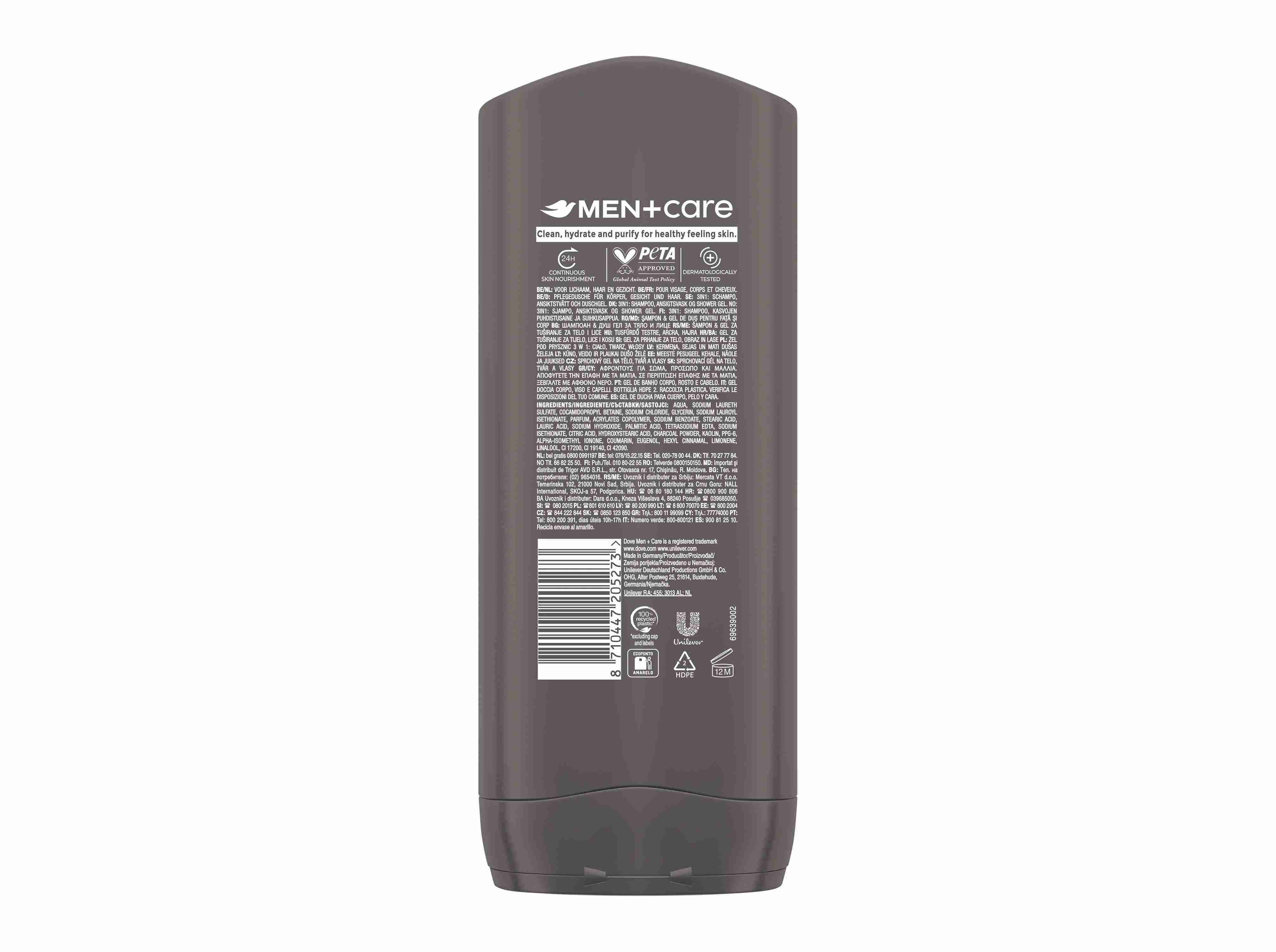 GEL BANHO DOVE MEN CHARCOAL CLAY 400ML