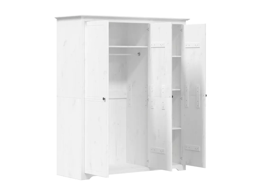 Garde-robe BODO blanc 146x53,5x173 cm bois massif de pin