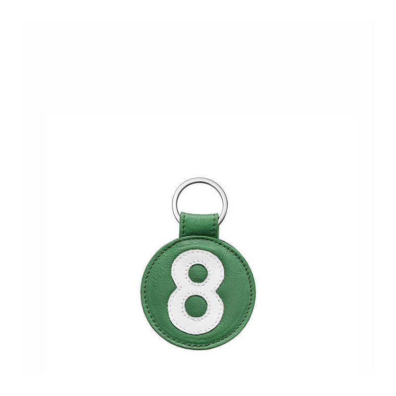 Porte-clés Numéro 8 en cuir recyclé Vert