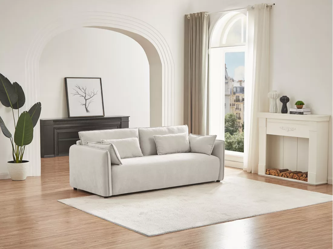 Canapé 3 places en tissu beige BALAVO