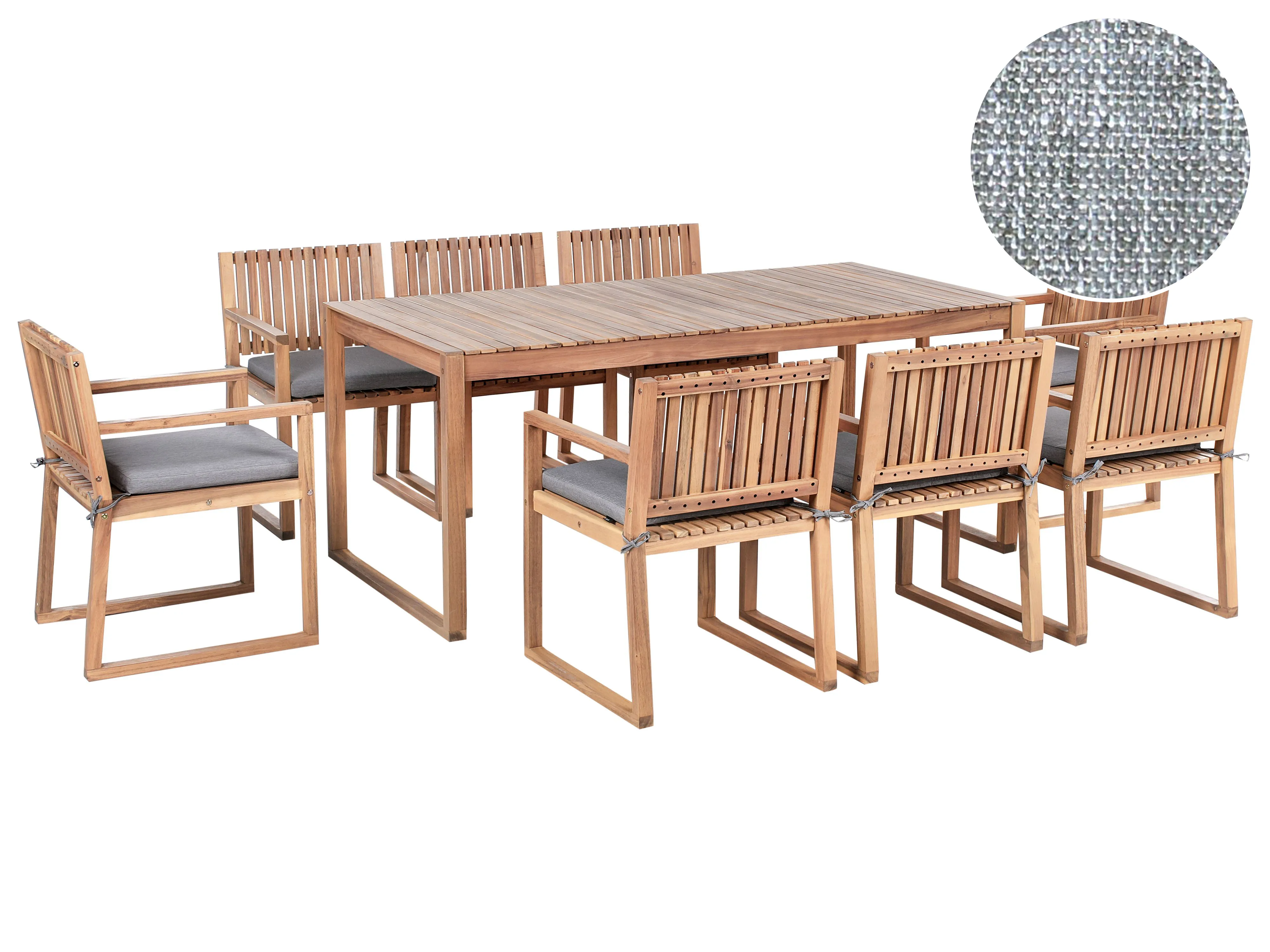 Tuinset 8-zits SASSARI PREMIUM met kussens Gecertificeerd acaciahout Grijs melange
