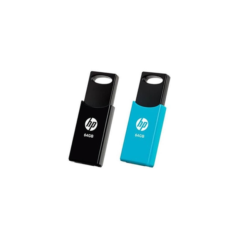(2er Set) 64GB USB 2.0 Speicher Stick mit 140 Mbit/s Lesegeschwindigkeit (HPFD212-64) - Schwarz / Blau
