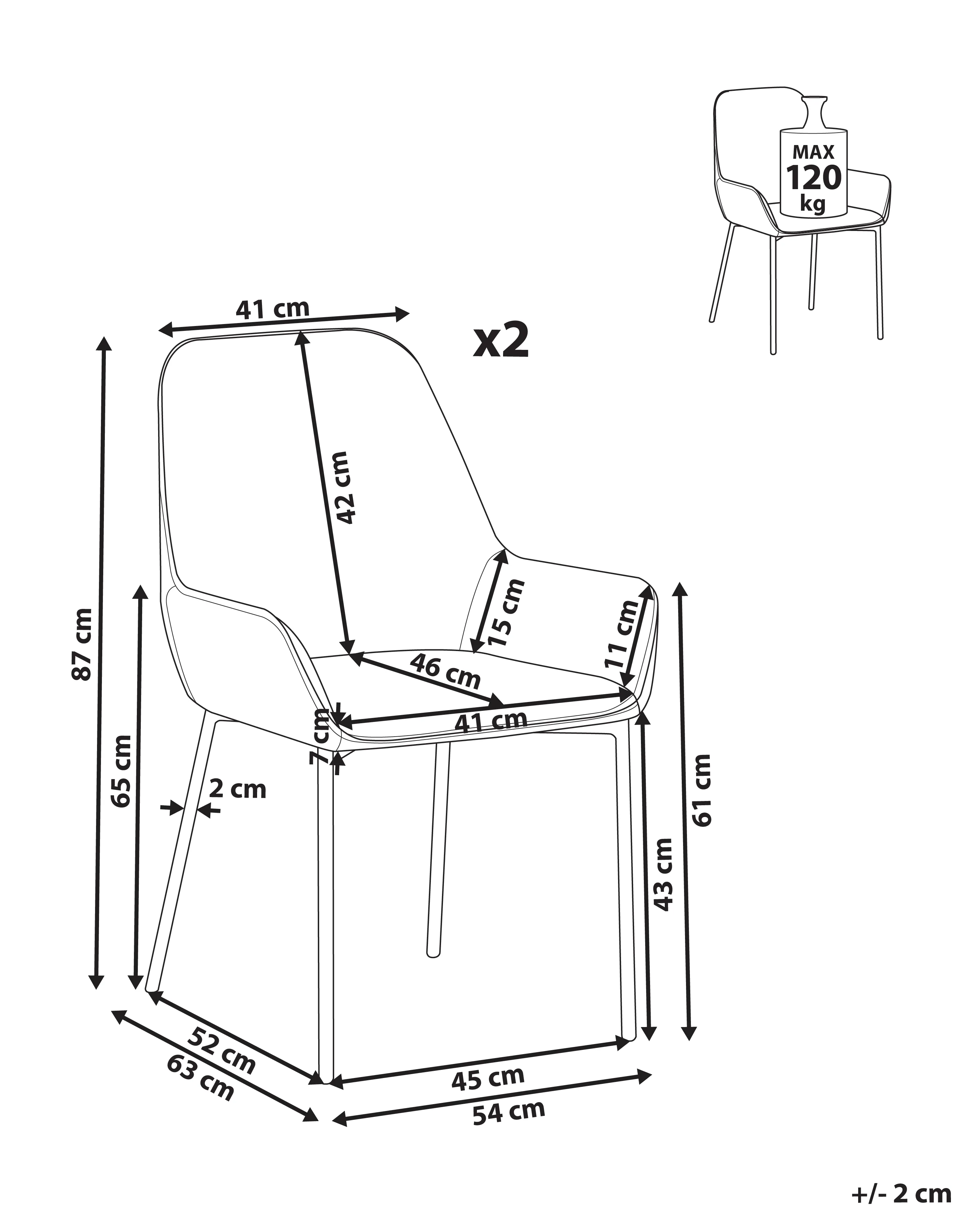 Set van 2 eetkamerstoelen LOVERNA Corduroy Beige