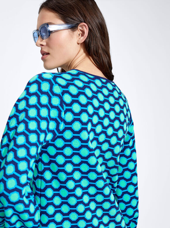 Vestido de malha jacquard - Azul