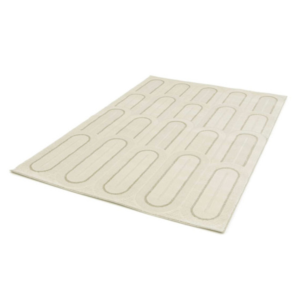 Tapis de salon courbe géométrique - agosti - écru et beige naturel - 160 x 230 cm